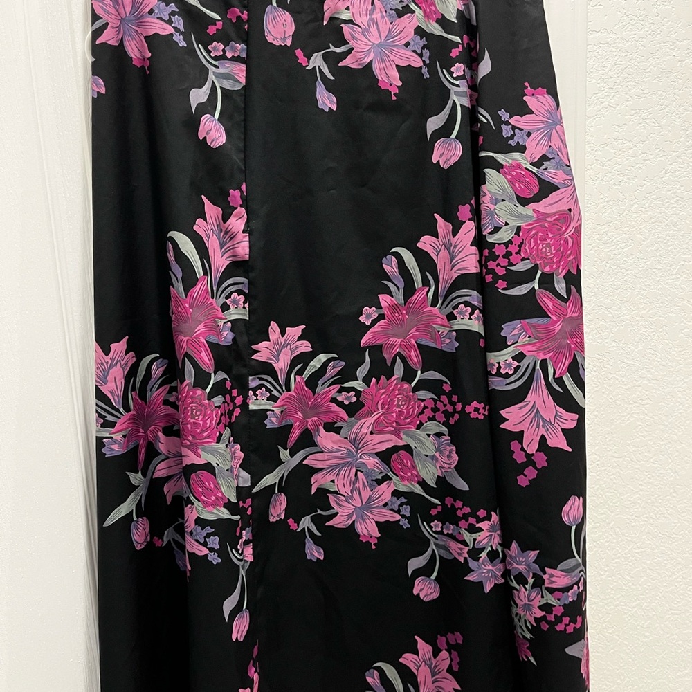 Floral Black and Pink Maxi Skirt